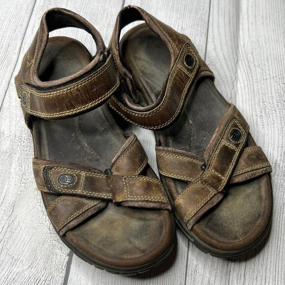 TEVA Brown Leather Quarter Strap Sandals Men\'s Size 9 Hiking Outdoor Shoes main image 4